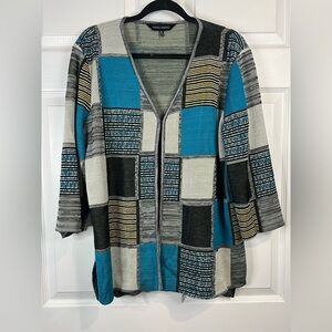 Ming Wang Women’s cardigan - Patchwork knit design - Size XL